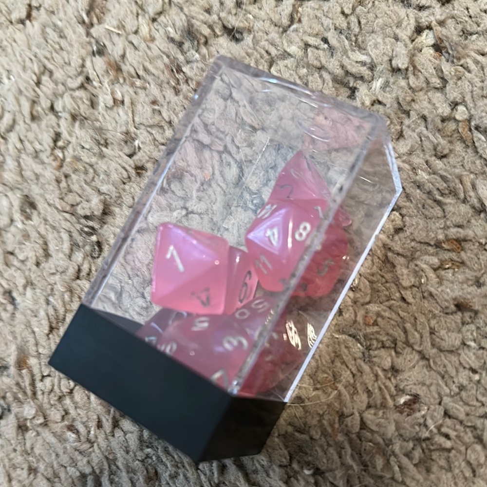 Polyhedral Dice Set of 7 Red Rose Agate